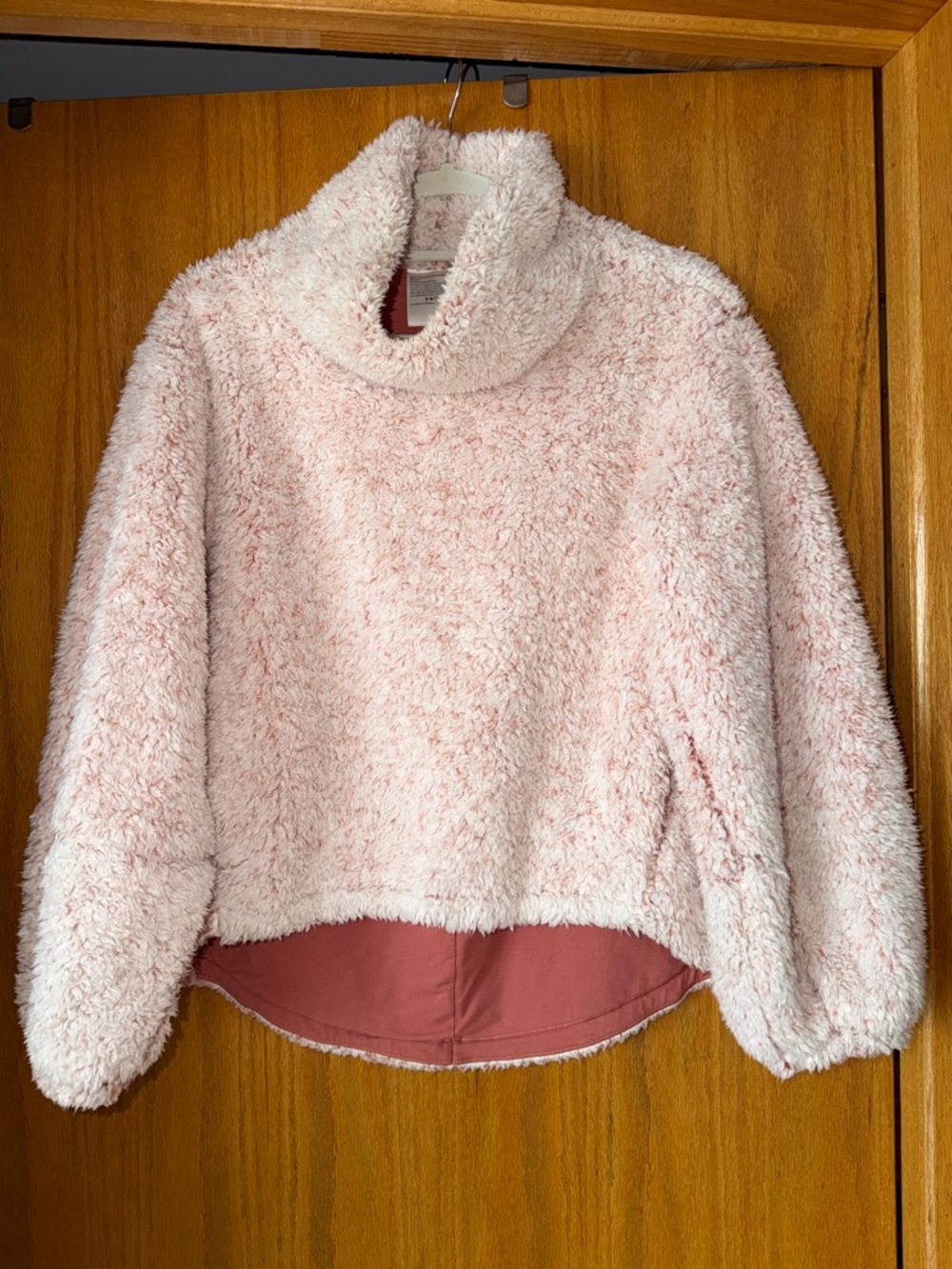 Lululemon Cozy Pink Sherpa Pullover Sweater with Mock Neck